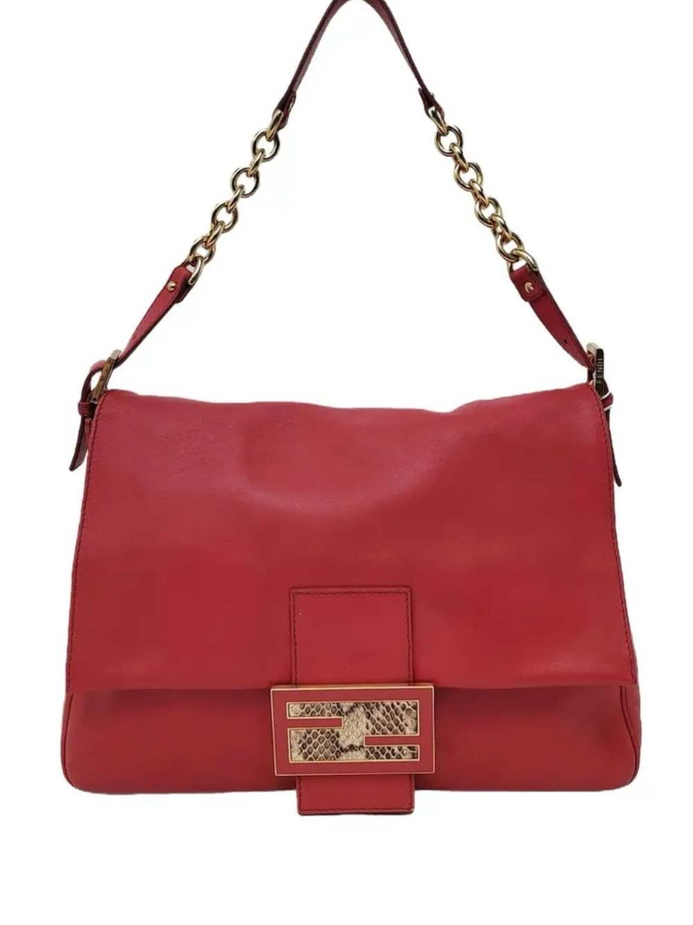 SEARCHING FOR fendi mamma leather baguette in coral/ red/ pink